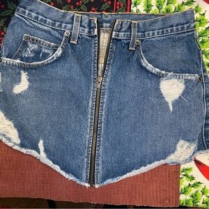 Carmar Blue Mini Skater Skirt with Asymmetrical Distressing for Casual Wear